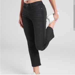 Athleta Sculptek Crop Kick Tuxedo Ankle High Rise Flare Jean Carbon Wash sz 16